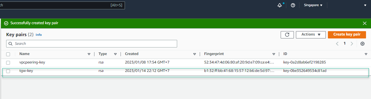 Create Key Pair